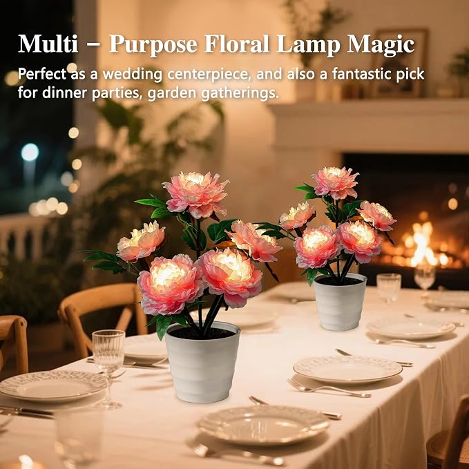 Pink Peony Artificial Flower Lamp, Night Light - Image 2