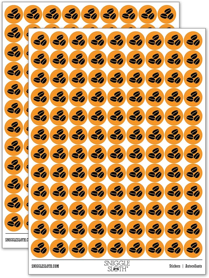Coffee Beans Trio 200+ Round Stickers by Sniggle+Sloth