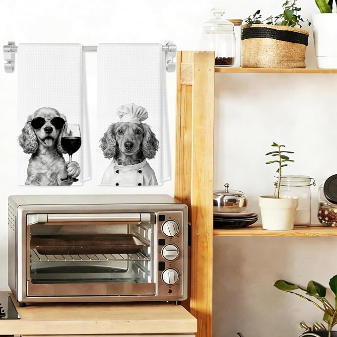 Funny Cocker Spaniel Kitchen Towels Set of 2, Dog Kitchen Bar Accessories - Image 3