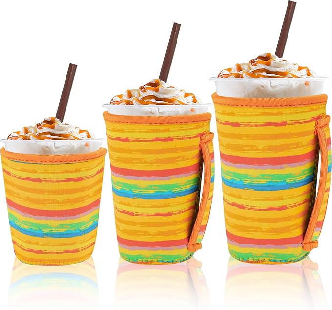 3Pk Reusable Iced Coffee Sleeves, Floral Fits 16-32oz Hot/Cold | iced coffee by LLTDMEST