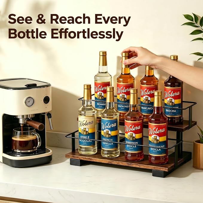 2-Tier Syrup Bottle Holder for Coffee Bar – Sturdy Countertop Organizer Rack - Image 2