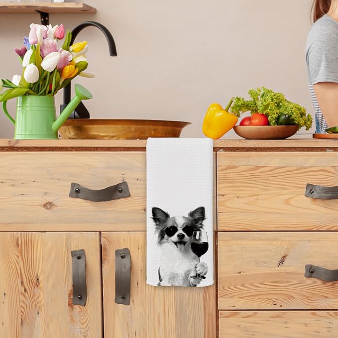 Funny Papillon Wine Kitchen Towels, Gifts - Image 4
