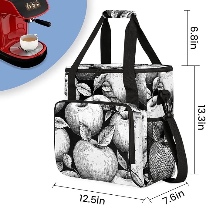 Black And White Apples Coffee Maker Carring Bag, Large Insulated Storage - Image 2