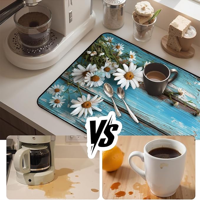 Daisy Stove Top Cover 28.3 x 20.5 Inches, Rustic Wood Glass Stove Protector - Image 6