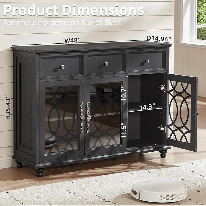 Joaxswe Farmhouse Sideboard Buffet Cabinet - Image 2