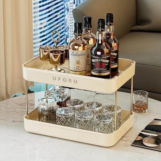 UFORU Countertop Coffee Station Organizer, 2 Tier Wine Glass Holder, Mug Shelf - Image 5