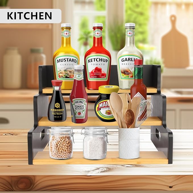 Liquor Bottle Display Shelf, 3 Step Countertop Liquor Wine Rack, Coffee Bar - Image 6