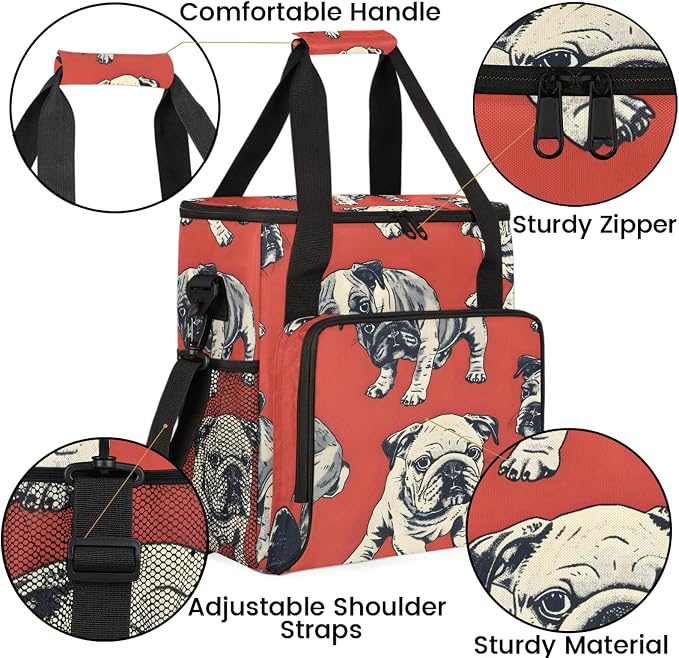 Bulldog Dogs Coffee Maker Carring Bag, Large Insulated Storage Organizer Case - Image 6
