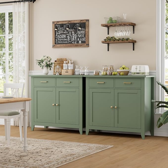 HORSTORS Kitchen Storage Cabinet, Modern Farmhouse Buffet Cabinet - Image 4