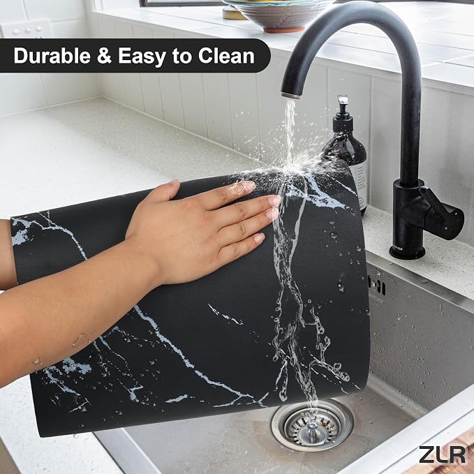 ZLR Coffee Bar Mat for Keurig & Nespresso, Marble Black | Absorbent Dish Drying - Image 5