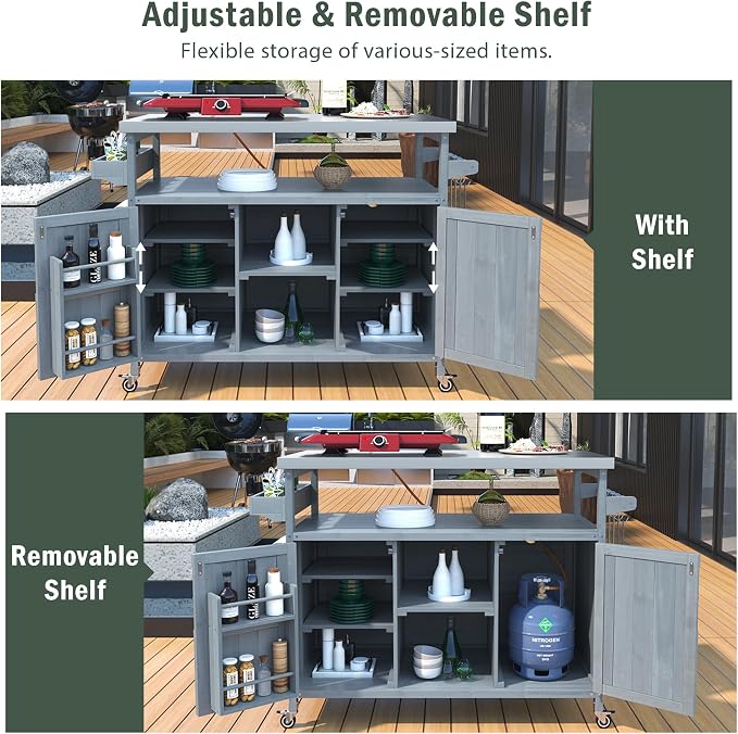 Merax Outdoor Kitchen Island, Stainless Steel Kitchen Island - Image 3