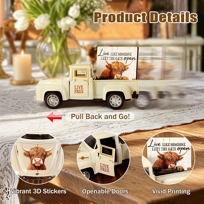 Huray Rayho Highland Cow Metal Truck Decor - - Image 4