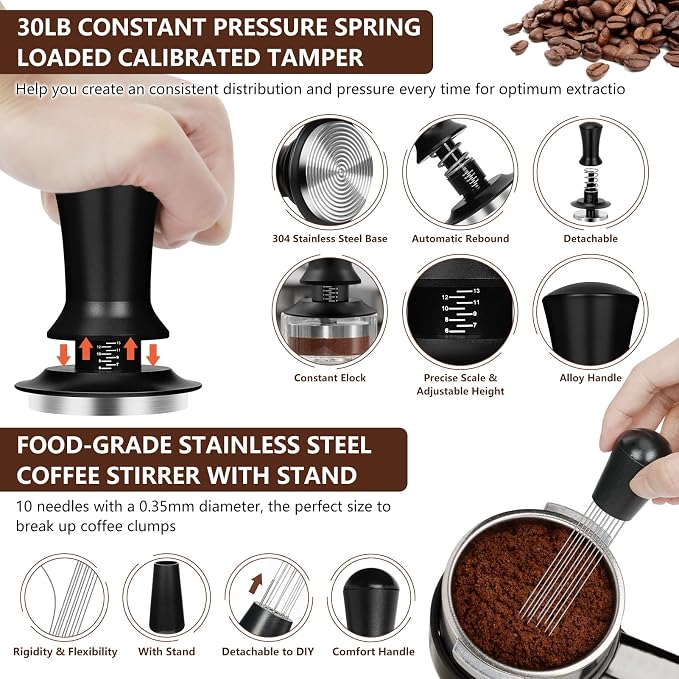 Y-Step 25 PCS Espresso Accessories Kit, 53.3mm/54mm Espresso Tamper Kit Coffee - Image 3
