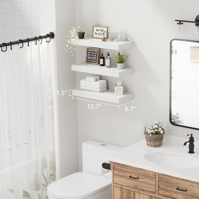 QEEIG Floating Shelves for Wall Bathroom Shelf Bedroom Kitchen Living Room - Image 3