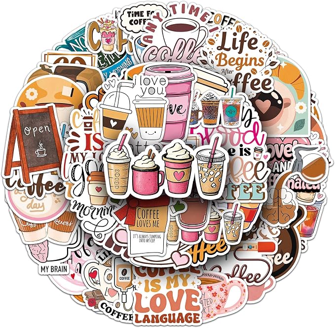 50pcs Aesthetic Coffee Time Stickers by Unknown
