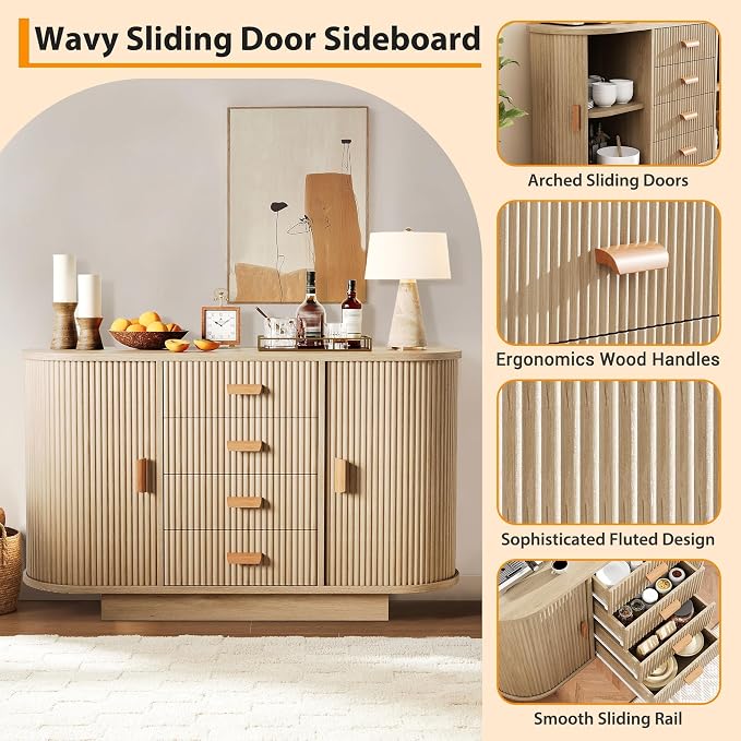 47" Fluted Sideboard Buffet Cabinet - Image 7