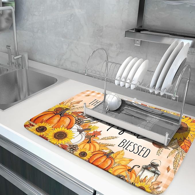 Giwawa Autumn Pumpkins Dish Drying Mat - Image 5