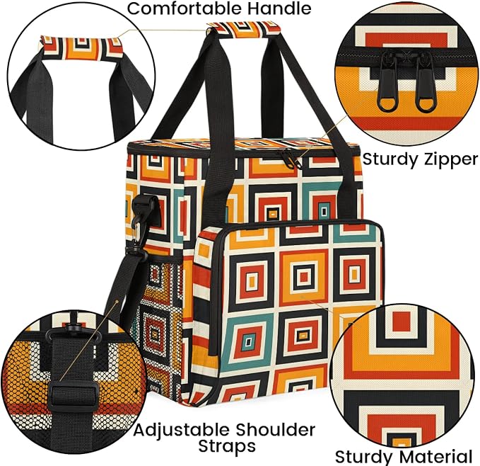 Orange Mid Century Coffee Maker Travel Bag, Modern Abstract Geometric Art - Image 6