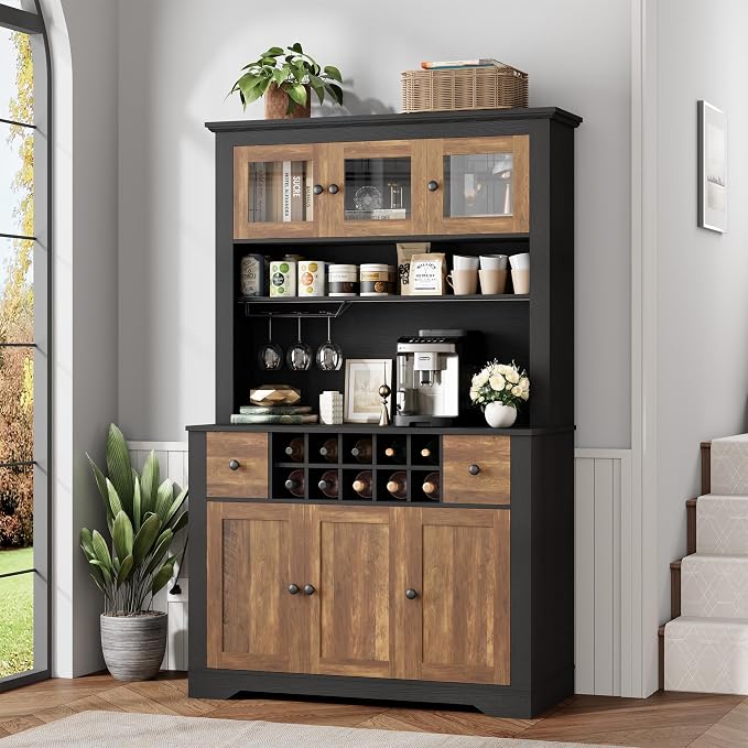 68.7 " Pantry Cabinet with LED Light and Charging Station, Kitchen Pantry - Image 4