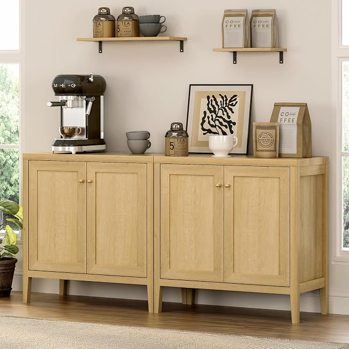 EYYTHUNG Farmhouse Buffet Cabinets Set of 2, Sideboard Storage Cabinet by EYYTHUNG