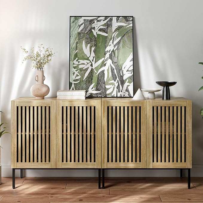 BVIUNTWO Buffet Cabinet with Storage, Sideboard Coffee Bar Cabinet with 4 Doors - Image 3