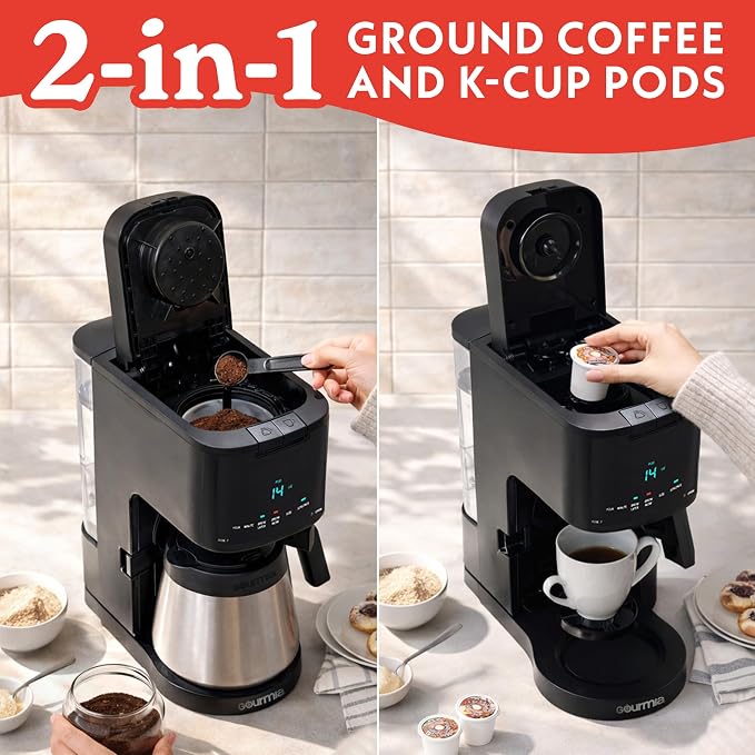 Gourmia 2-in-1 Single Serve and 12 Cup Coffee Maker - Image 2