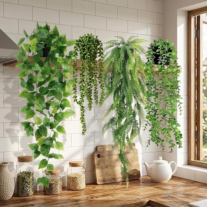 4 Pcs Artificial Hanging Plants by EOECL