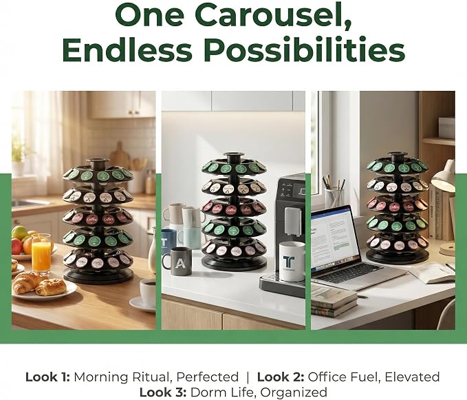 SAVORI 60 Capacity Rotating Nespresso Vertuo Pod Holder, 5-Tier Black Coffee - Image 5