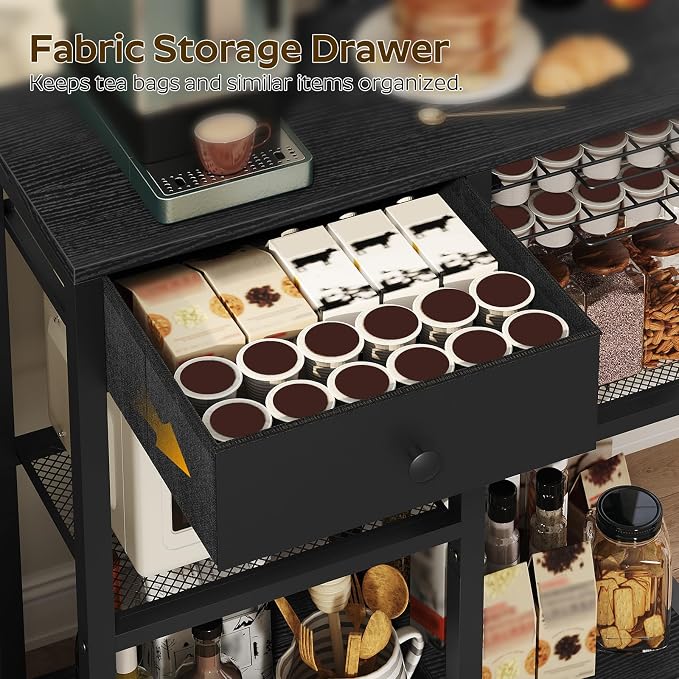YATINEY Bakers Rack with Storage, 5-Tier Coffee Bar Station with Drawer - Image 6