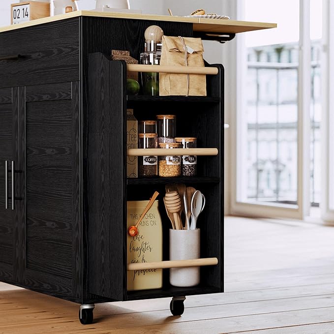 IRONCK Kitchen Island with Storage, Rolling Kitchen Island on Wheels with Drop - Image 5