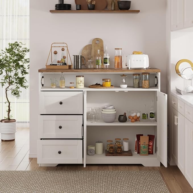 47" Antique White Storage Cabinet - Image 5