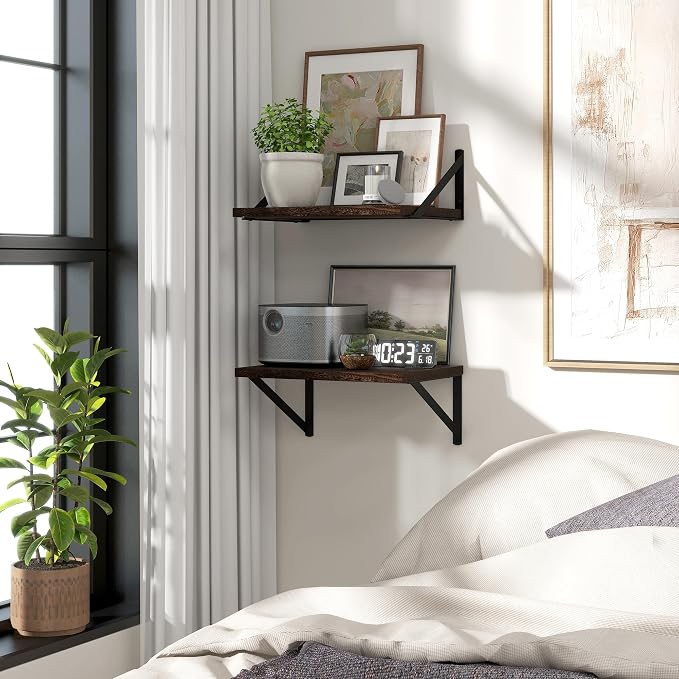 Marsmiles Deep Floating Shelves | 12 Inch Deep Wood Wall Shelves Set of 2 | - Image 2
