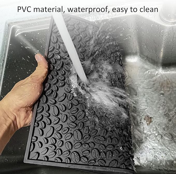 Coffee Bar Mat Slip Water Absorbing | Coffee Bean Design PVC Drip Tray - Image 9