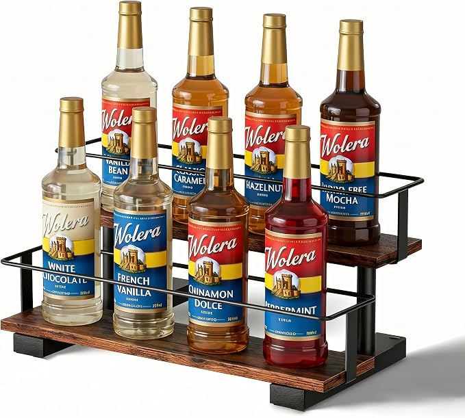 2-Tier Syrup Bottle Holder for Coffee Bar – Sturdy Countertop Organizer Rack by Unknown