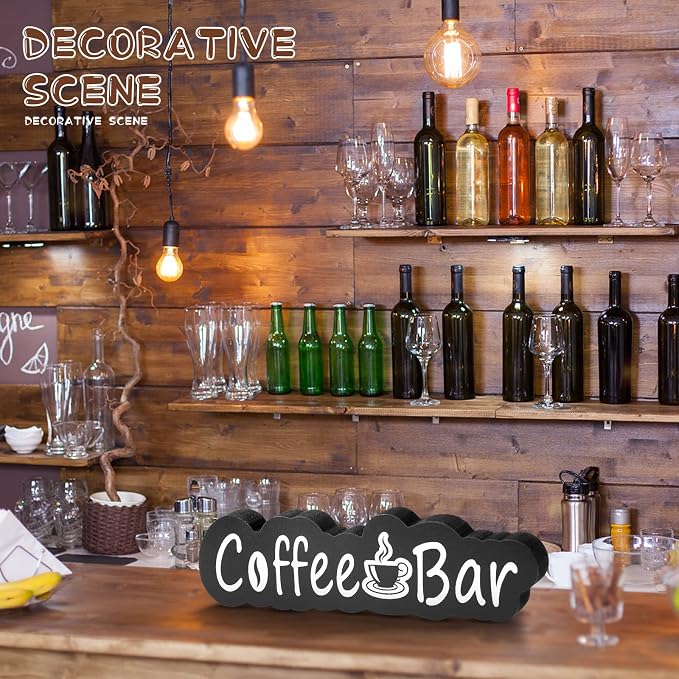 Coffee Bar Decor 8.1 x 2.2 Inches Wood Coffee Bar Sign Rustic Sign Small - Image 3