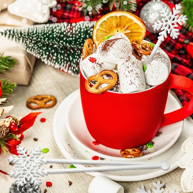 SiliFine 30 Pcs Winter Drink Stirrers Xmas Stir Stick Holiday Coffee Swizzle - Image 5