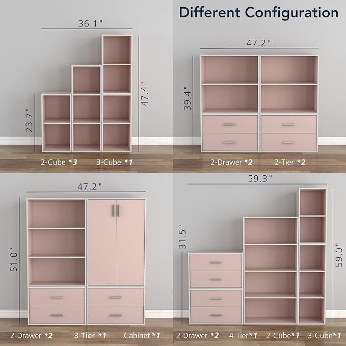 Homes: Inside + Out Apexa 6-Cube Storage Organizer Shelves, Stackable Wood - Image 10