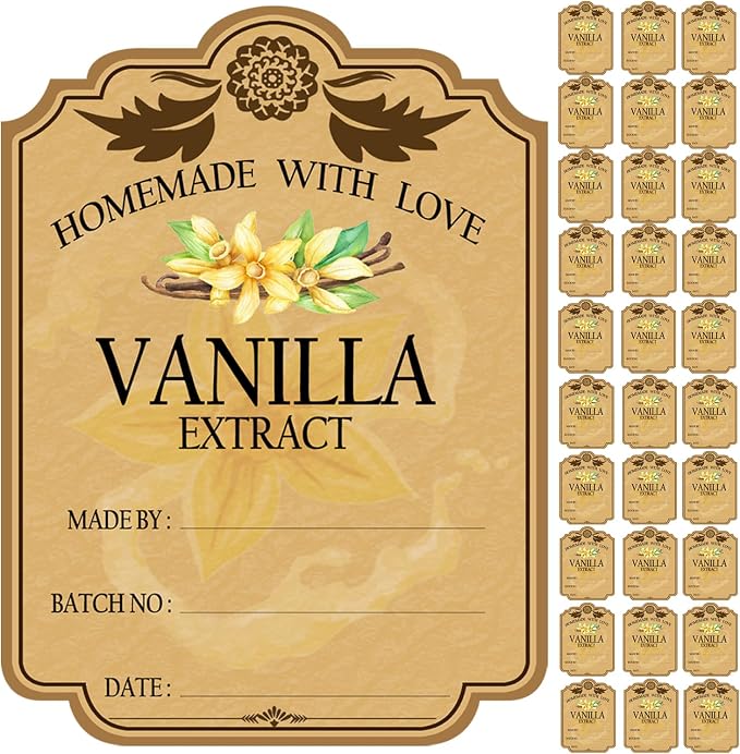 30PCS Vanilla Extract Labels, Holiday Gift Stickers Homemade Vanilla Stickers by Bmcndq