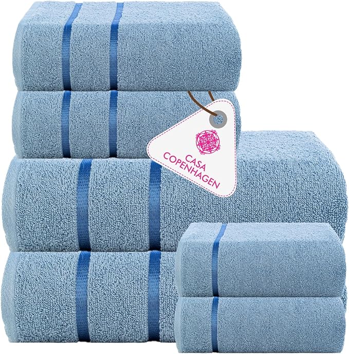 CASA COPENHAGEN Eternal 6Pcs 100% Egyptian Cotton Large Designer Towels Gift by CASACOPENHAGEN