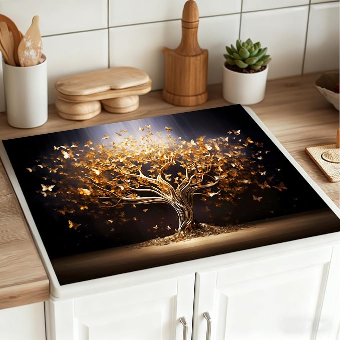Golden Tree of Life Butterfly Stove Top Cover 28.3 x 20.5 Inches, Heat - Image 5