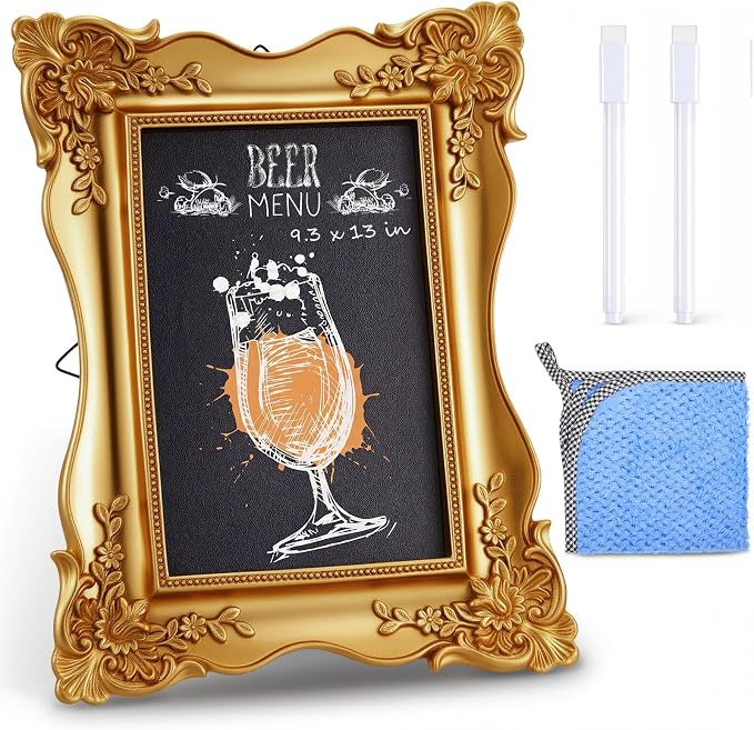 1 Pack Framed Tabletop Chalkboard Sign, Rustic Frame, Hanging Chalkboard by Unknown