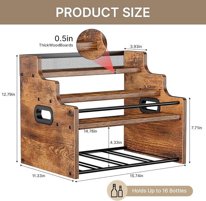 4-Tier Wood Display Shelf Wine Rack - Image 2