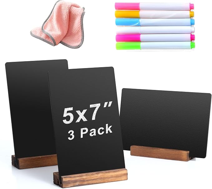 3 Pack 5x7 in Chalkboard Sign Small Blackboard Decorative by YEEON