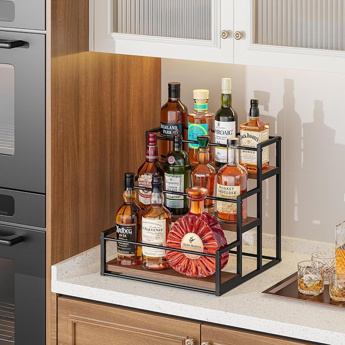 THYGIFTREE Liquor Bottle Display Shelf, 3 Tier Coffee Syrup Rack Organizer & - Image 4