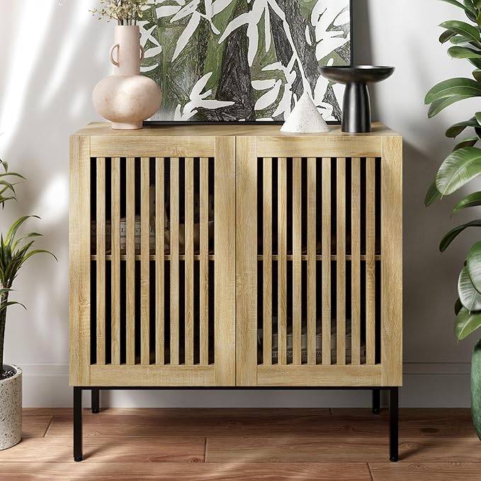 BVIUNTWO Buffet Cabinet with Storage, 31.5" Farmhouse Console Table with Metal by BVIUNTWOHOME