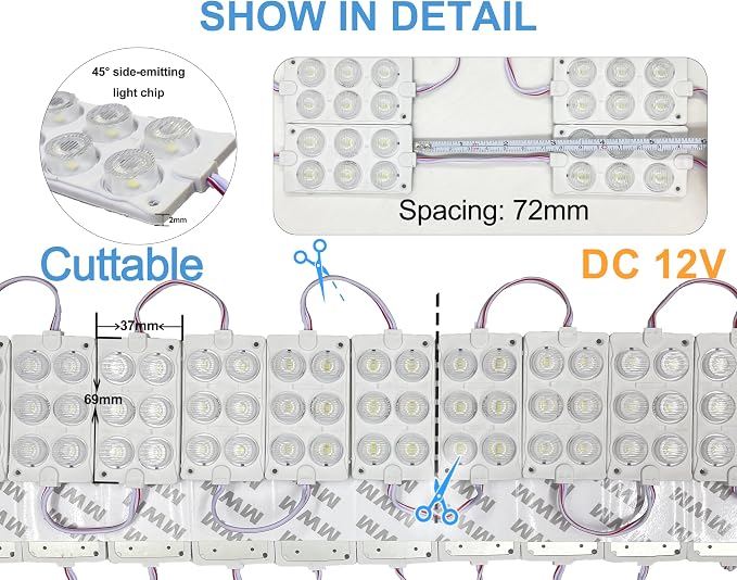 KBLEDLAMP DC12V 3W 6LEDs 20PCS Per LED Module, Pure White Light 10000k LED - Image 3