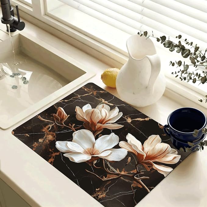 Black Gold Magnolia Stove Top Cover 28.3 x 20.5 Inches, Heat Resistant Glass - Image 3