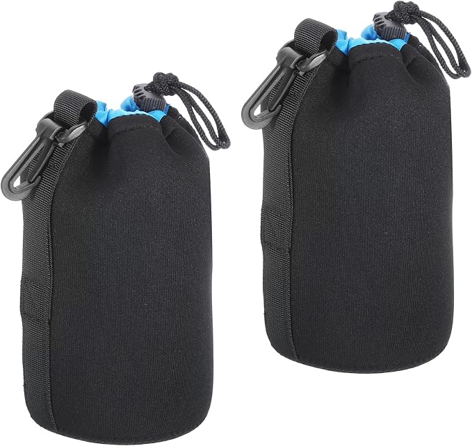 PATIKIL 2 Pcs 3.7" ID x 7.1" H Neoprene Drawstring Lens Pouch, Camera Lens Case by PATIKIL
