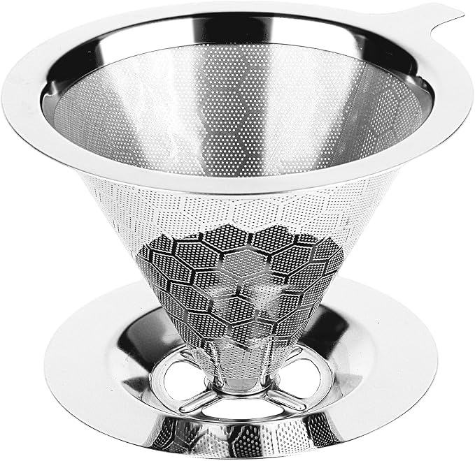 Pour Over Coffee Maker, Single Cup | Reusable Metal Coffee Filter, Stainless by BEOAYADY
