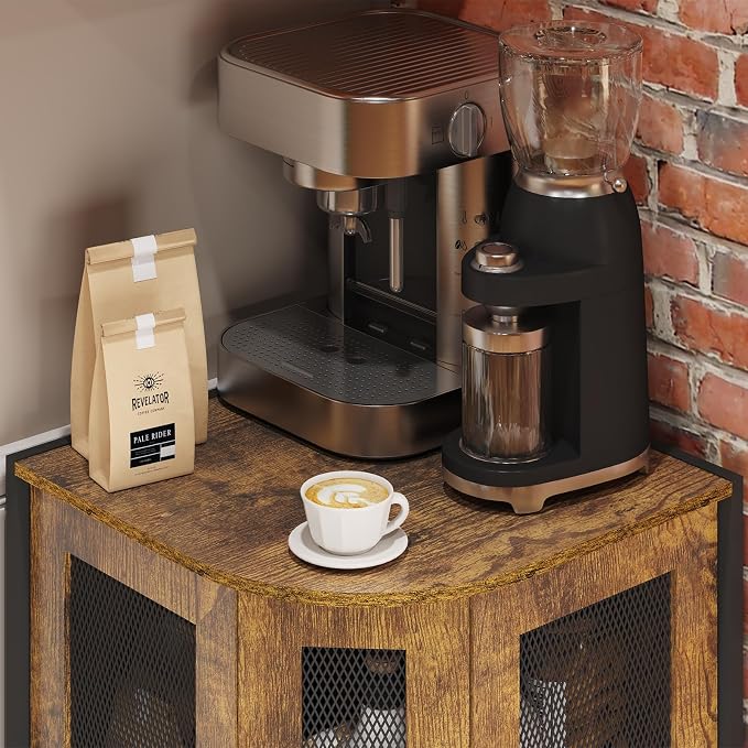 keomaisyto Coffee Bar Cabinet, 3-Tier Corner Coffee Cabinet - Image 4